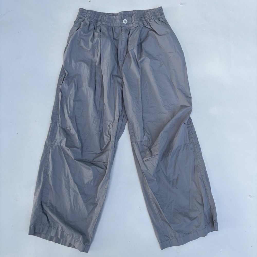 Zara Womens Gray Techwear Wide Leg Elastic Waist Relaxed Pants Size Large L